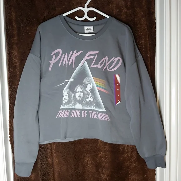 💢SOLD💢Women's Pink Floyd Cropped Top Sweatshirt- Gray - Picture 7 of 10
